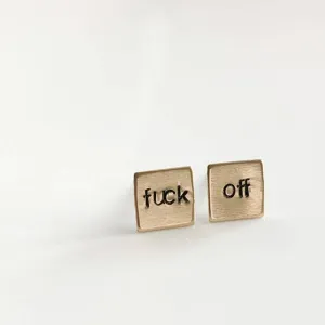 Grey Theory Mill fuck off, square earrings