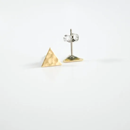 Grey theory Mill Hammered Triangle Stud Earrings