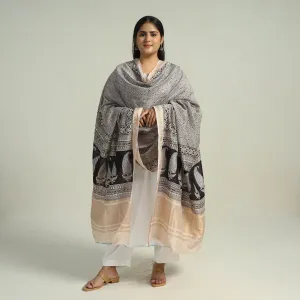 Grey - Traditional Maheshwari Silk Bagh Print Dupatta 22