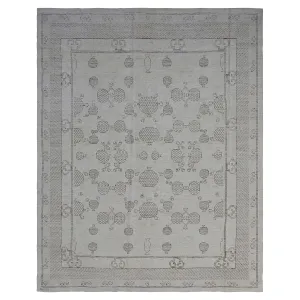 Grey Traditional Wool Rug - 7'7" x 9'7"