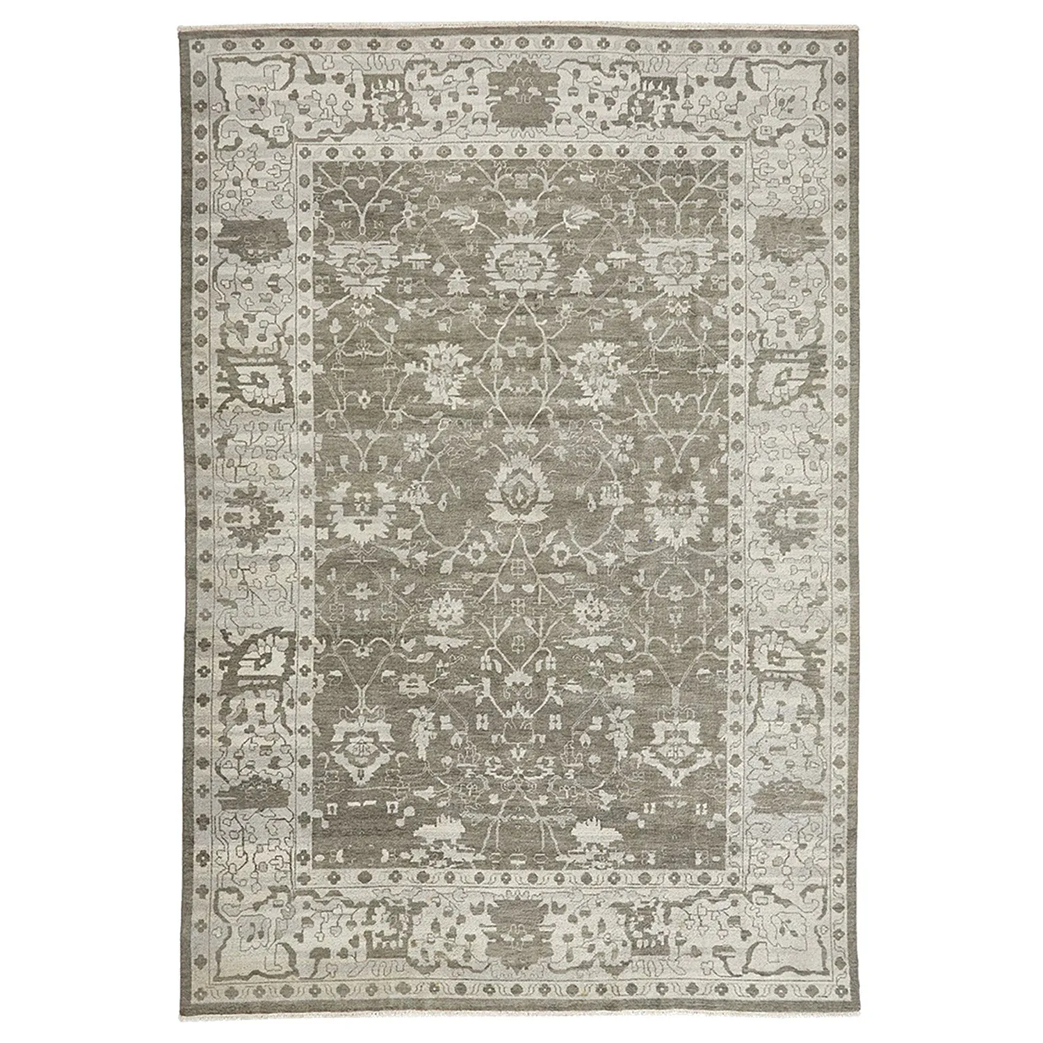 Grey Traditional Wool Rug - 9'6" x 13'