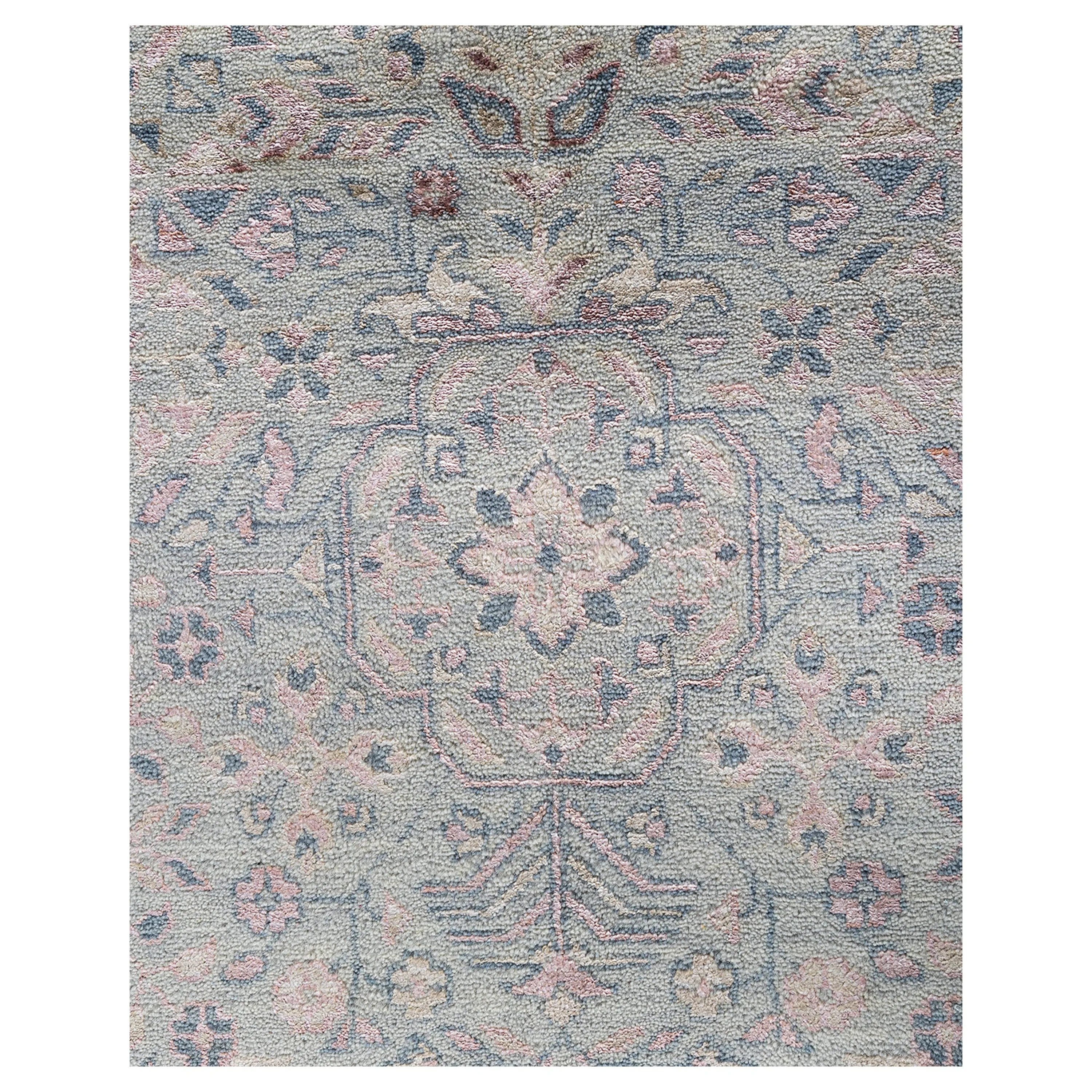 Grey Traditional Wool Slik Blend Rug - 9'2" x 12'2"