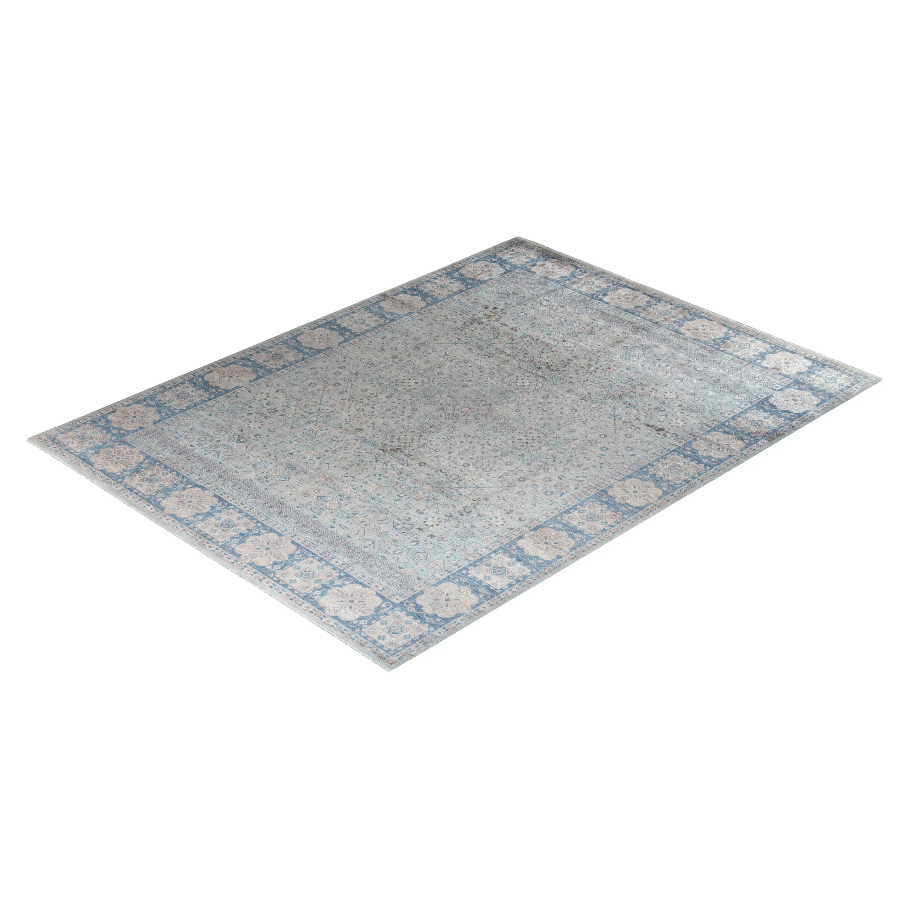 Grey Traditional Wool Slik Blend Rug - 9'2" x 12'2"