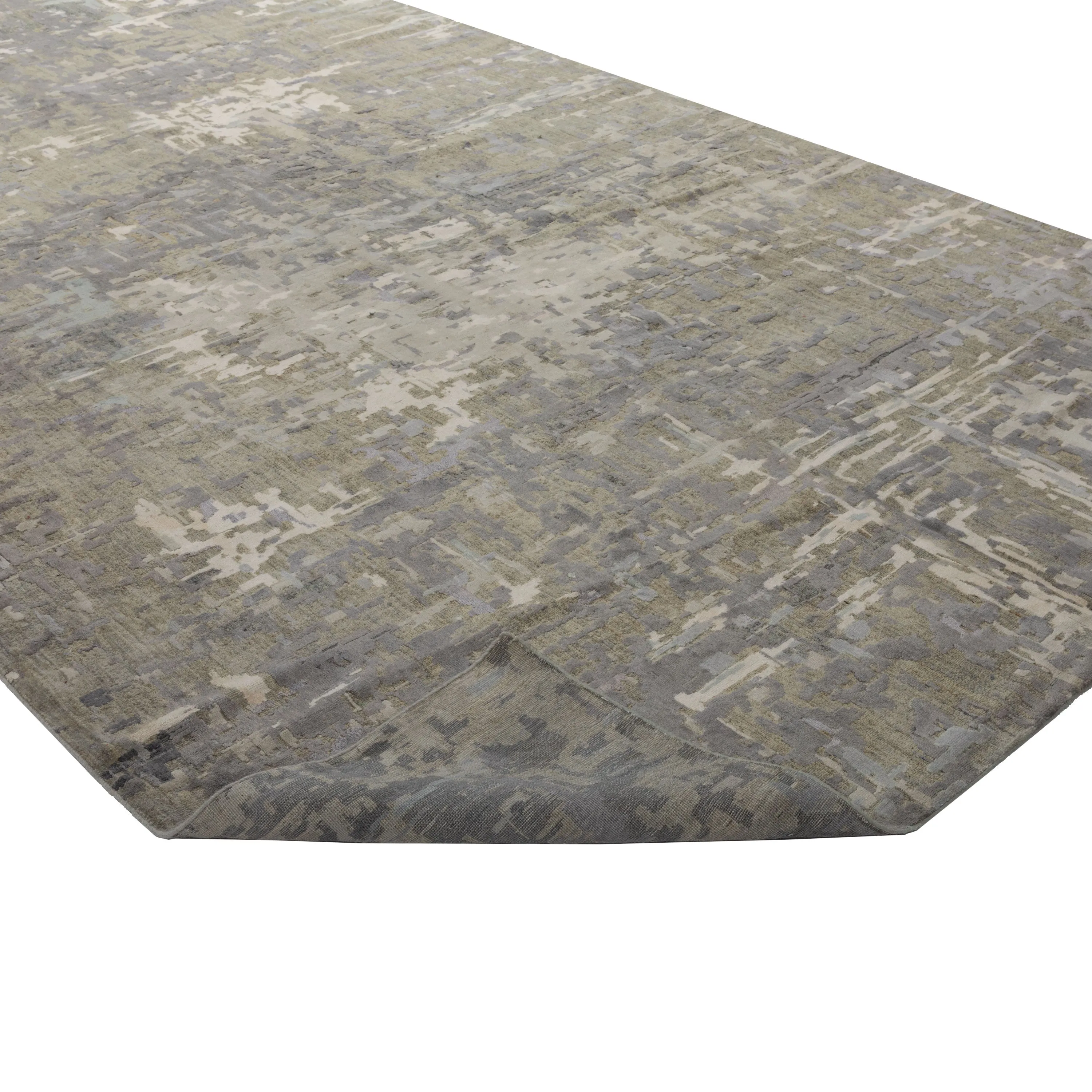 Grey Transitional Silk Rug - 8' x 15'8"