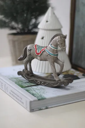 Grey Vintage Rocking Horse Ornament