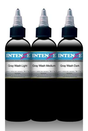 Grey Wash 4oz Set - Intenze Tattoo Ink - 3 Bottles