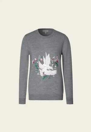 Grey Wool Embroidered Sweater