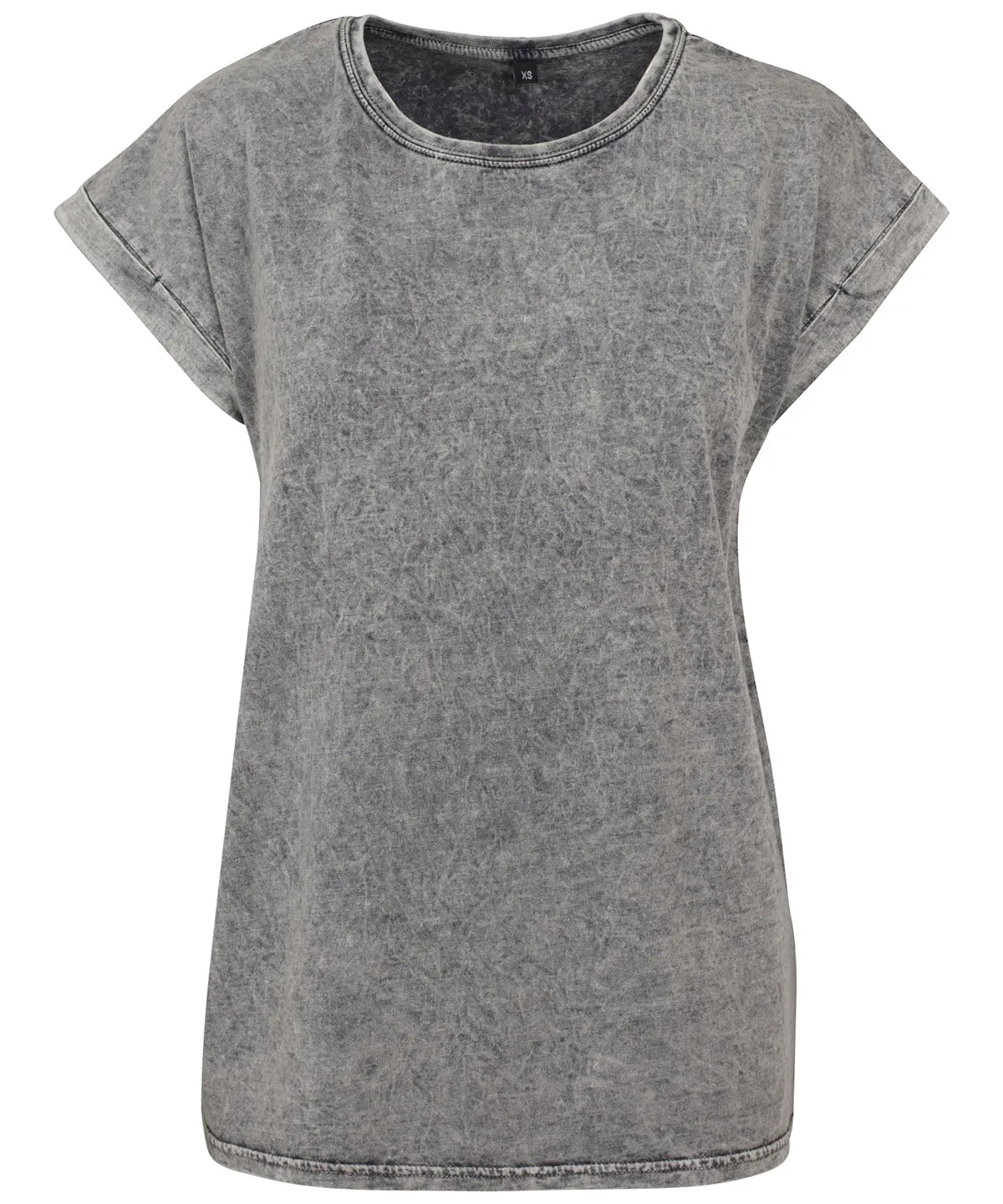 Grey/Black - Women's acid washed extended shoulder tee