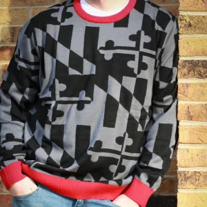 Greyscale Maryland Flag Pattern / Knit Sweater