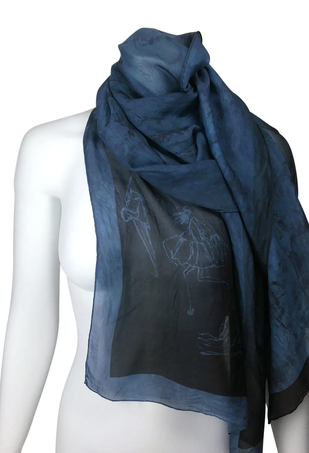 Égérie MUSE Forest Border Silk Scarf Light on Black, more colours