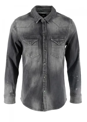 Grijze comfortabele blouse | M.O.D. men Blouse leaf grey