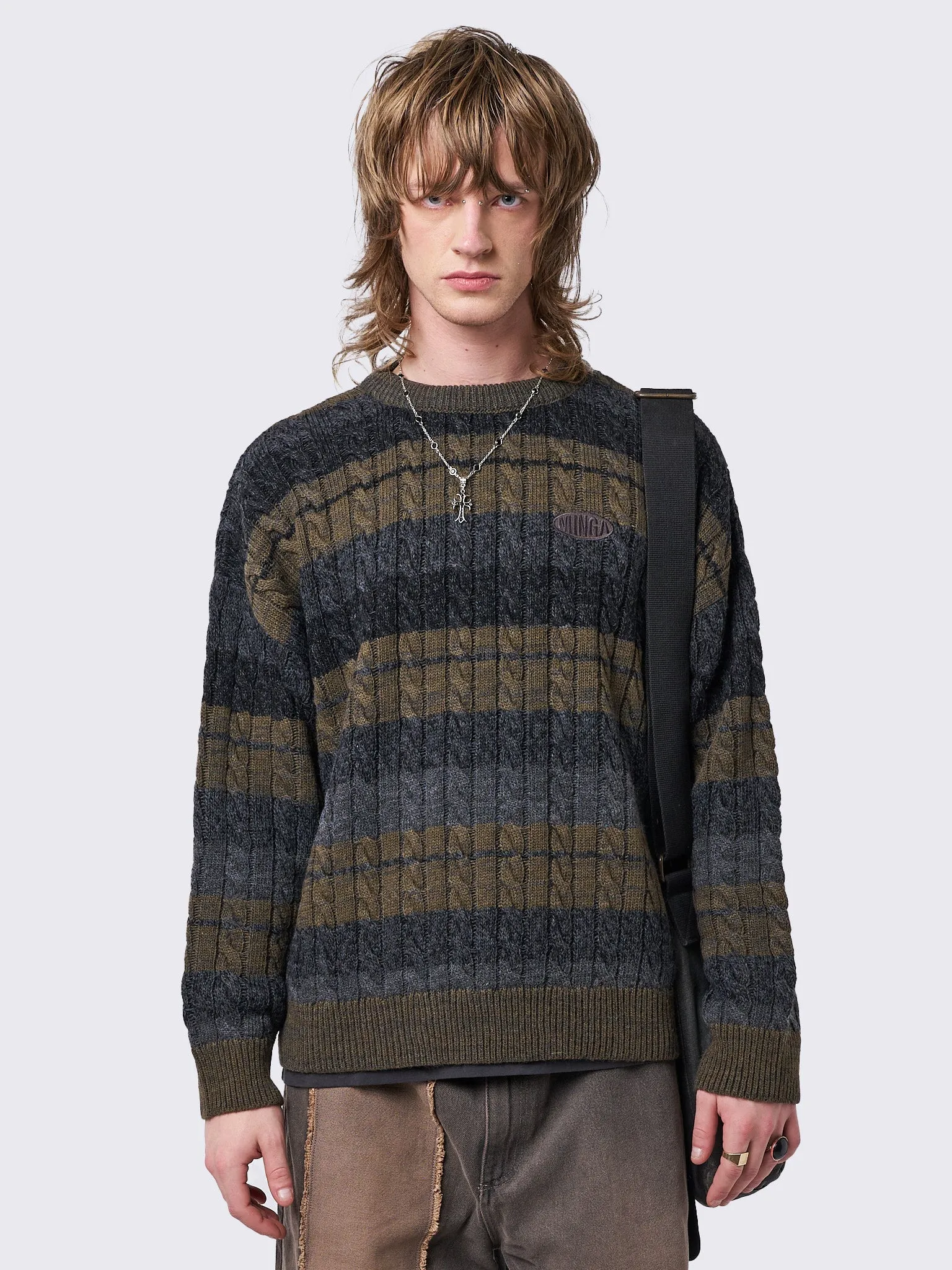 Grizel Striped Cable Knit Jumper