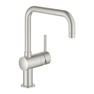 Grohe Minta U-Spout Single Lever Sink Mixer in Stainless Steel Finish