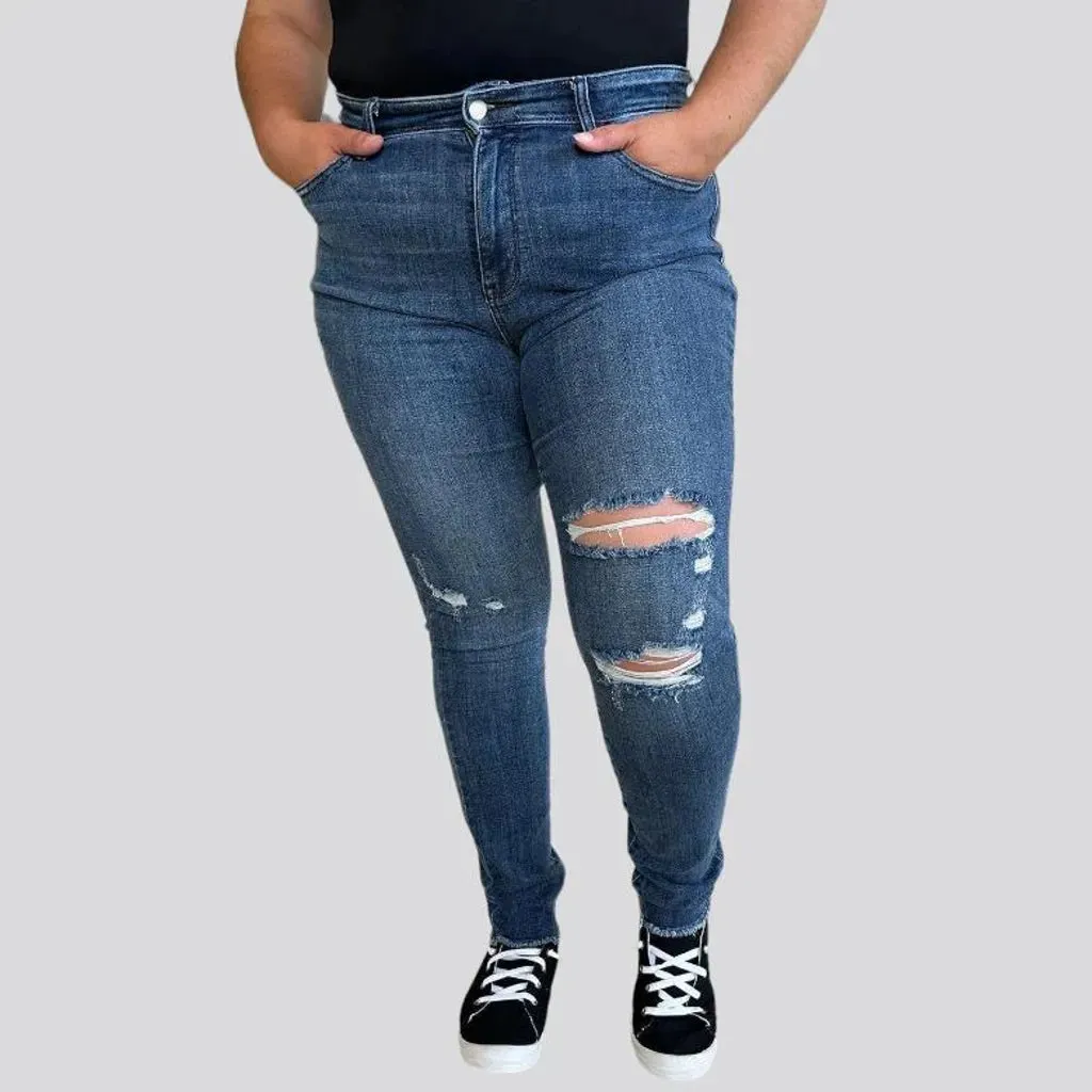 Grunge dark-wash jeans for ladies