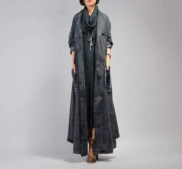 Grunge Denim Trench Coat | Nirvana