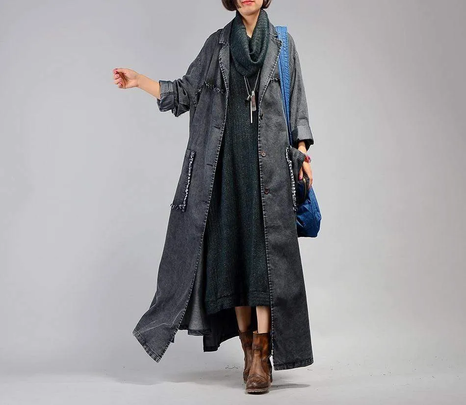 Grunge Denim Trench Coat | Nirvana