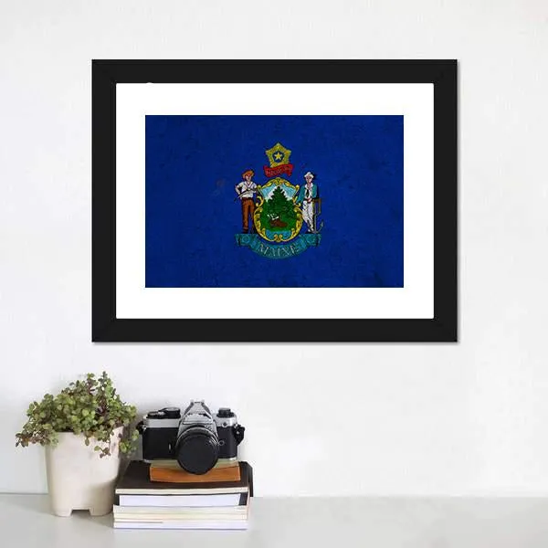 Grunge Maine Flag Canvas Wall Art