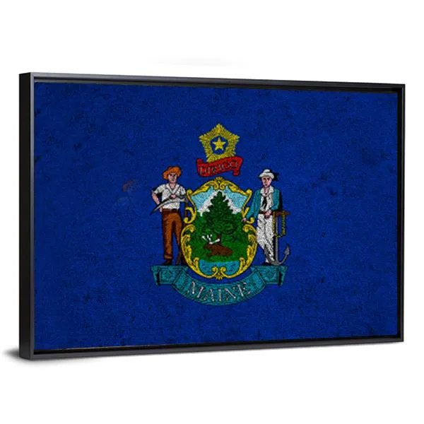 Grunge Maine Flag Canvas Wall Art