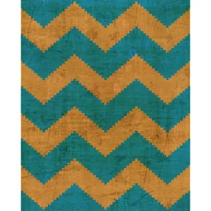 Grunge Orange & Teal Chevron Printed Backdrop