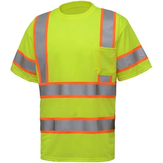 GSS Two tone short sleeve t shirt with chest pocket 5009 LIME