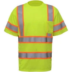 GSS Two tone short sleeve t shirt with chest pocket 5009 LIME