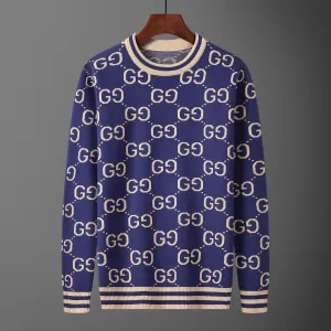 Gucci GG Jacquard Blue Wool Sweater