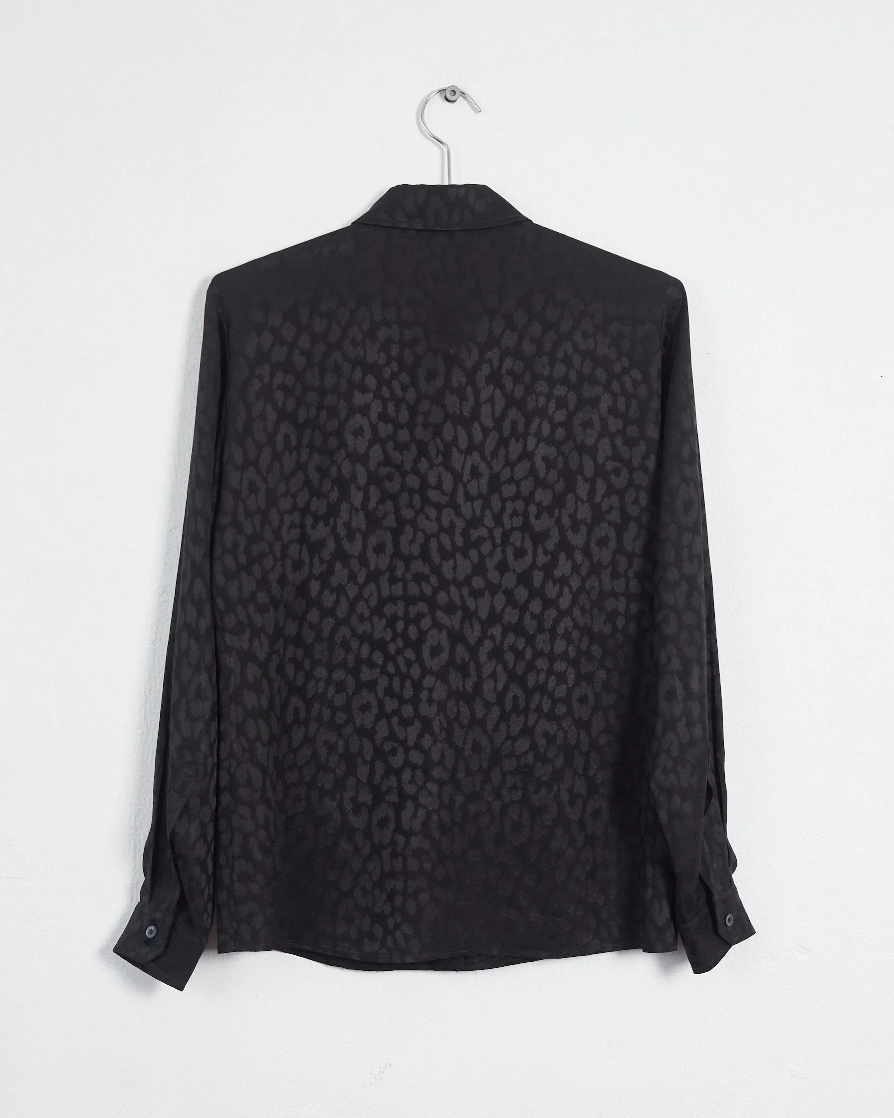 Gucci leopard jacquard silk shirt, black, 8