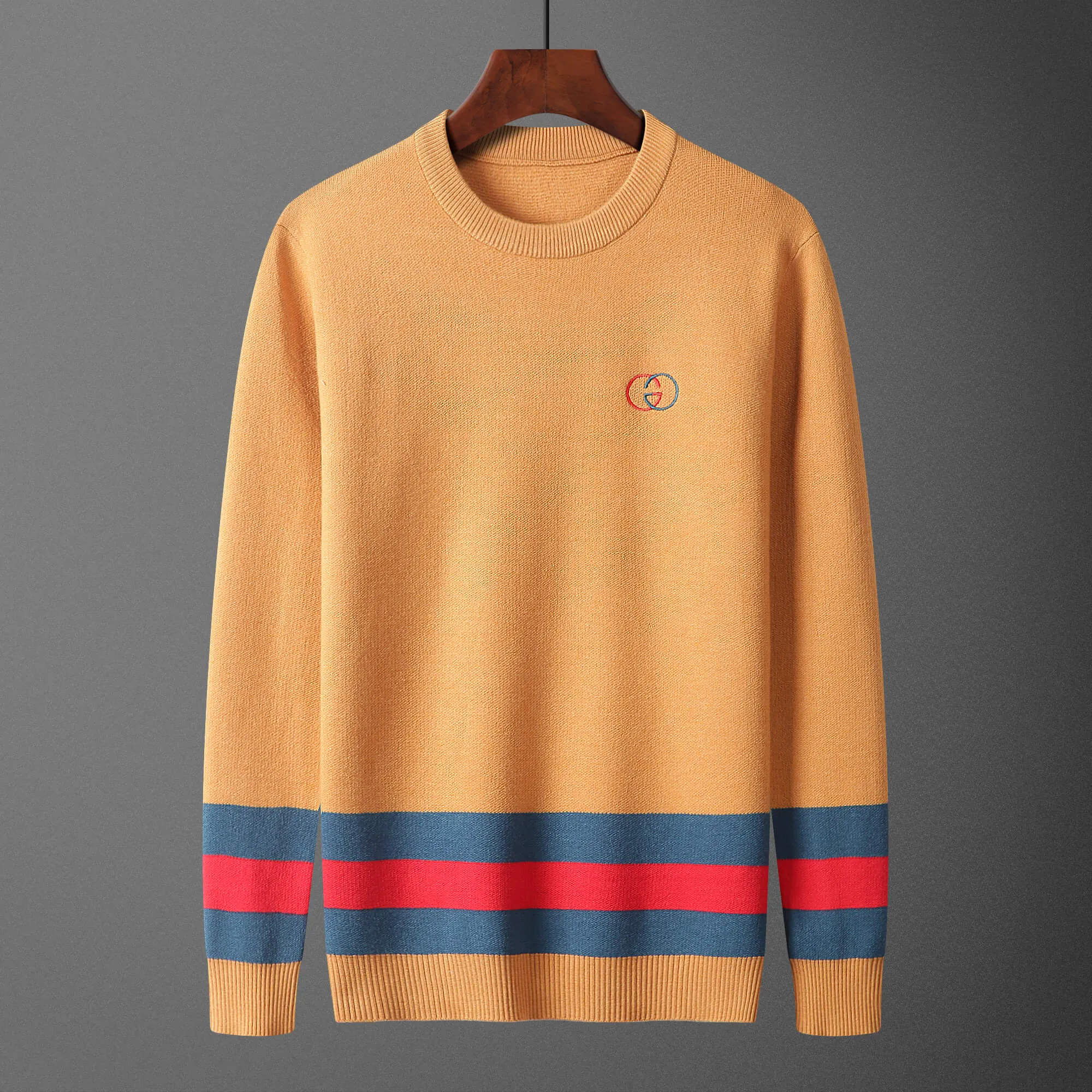 Gucci Web Stripe Yellow Wool Sweater