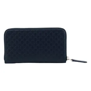 Gucci Womens Navy Microguccissima GG Leather Zipper Wallet