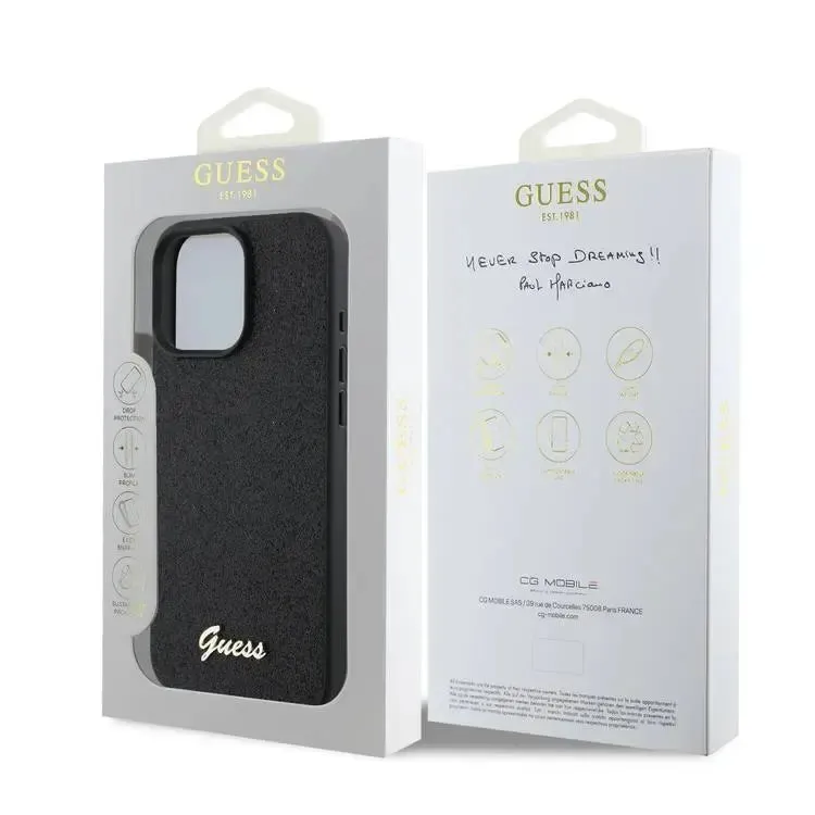 Guess Fixed Glitter Hard Case with Script Metal Logo