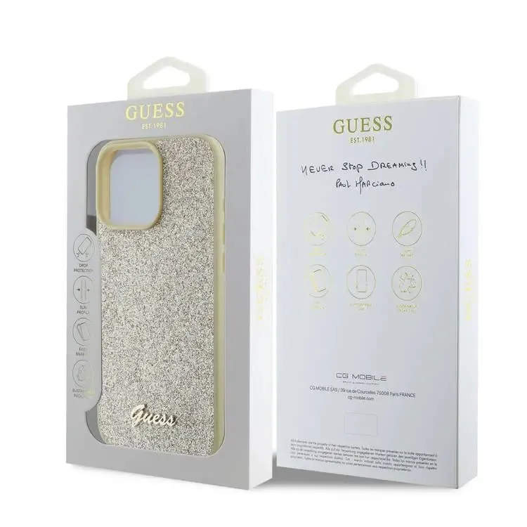 Guess Fixed Glitter Hard Case with Script Metal Logo