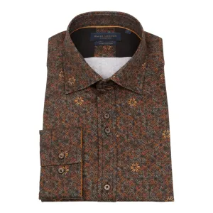 Guide London LS76713 Tan Floral Print Cotton Long Sleeve Shirt