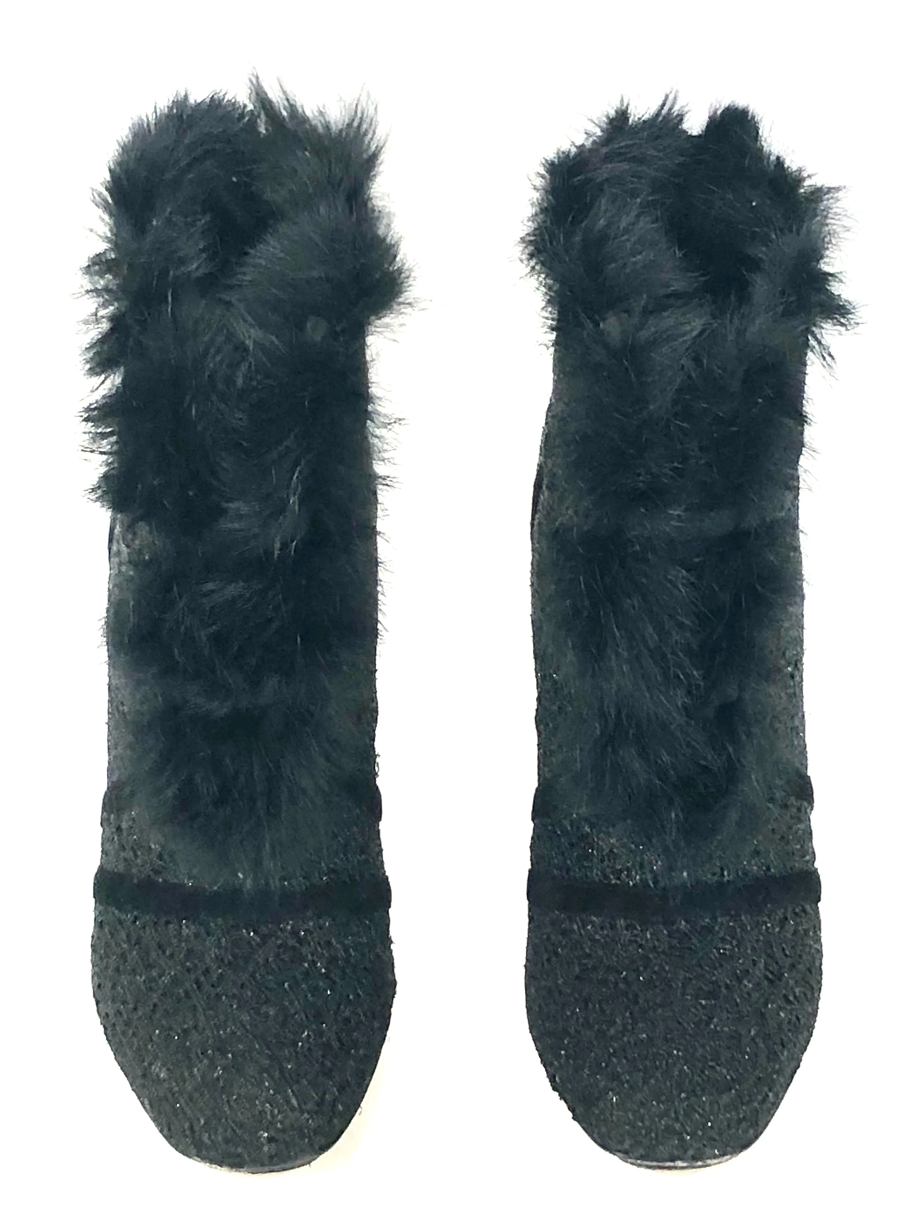 Guipure Lace with Fur Trim Booties | Size 7