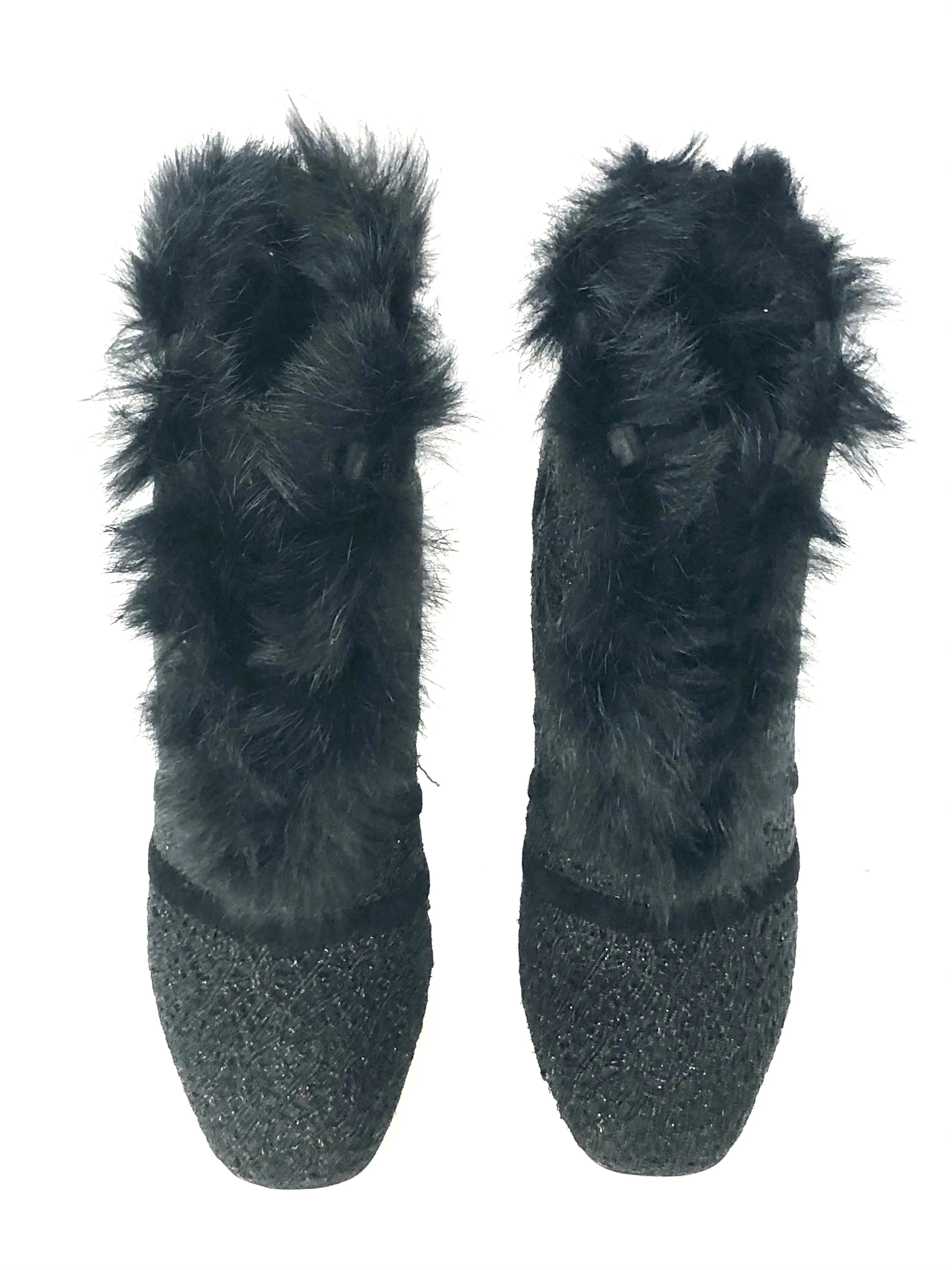 Guipure Lace with Fur Trim Booties | Size 7