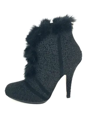 Guipure Lace with Fur Trim Booties | Size 7