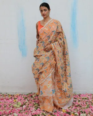 Gul-E-Ashrafi Handwoven Jamdani Pure Linen Saree