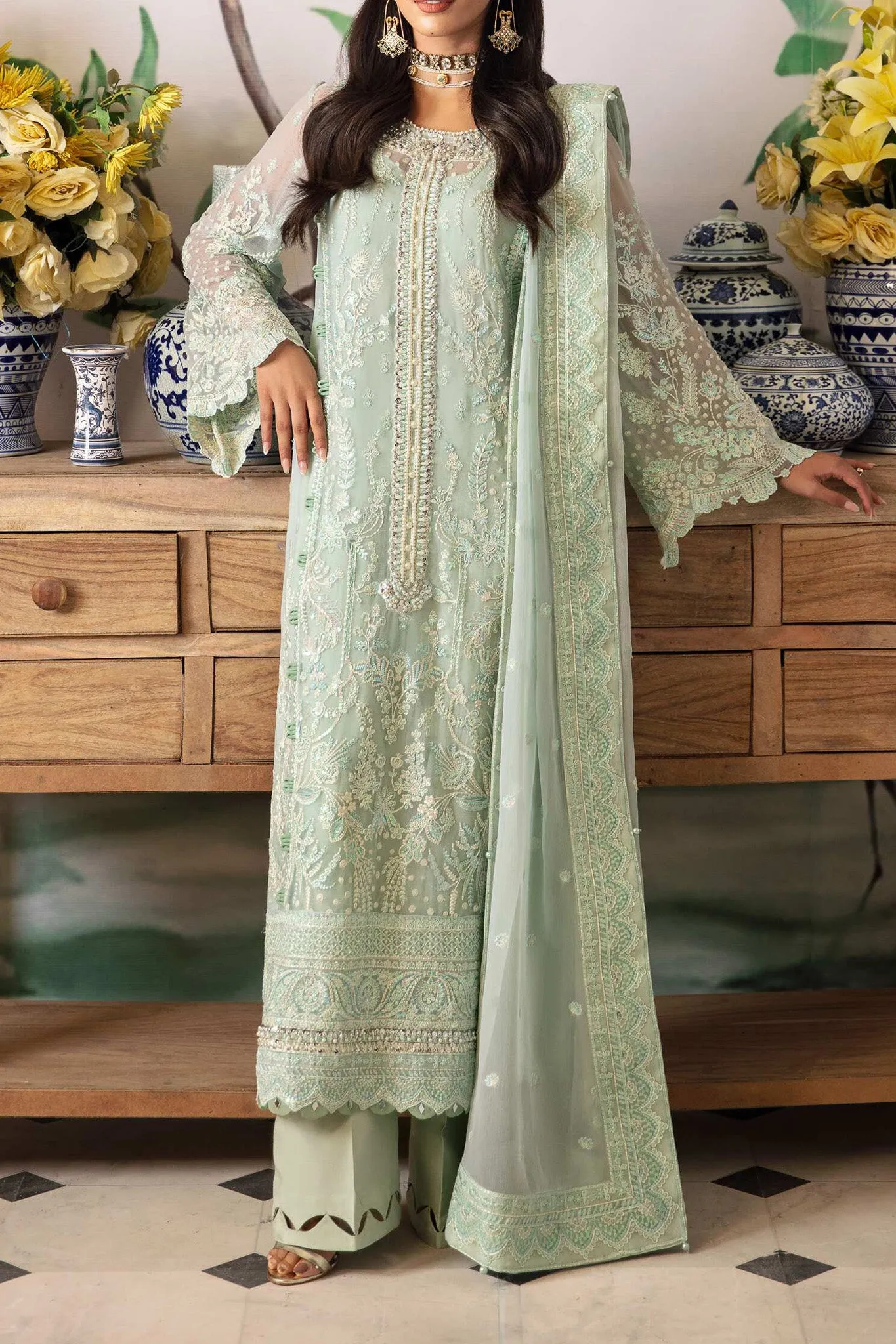 Gulaal Unstitched 3 Piece Luxury Formals Chiffon Collection'2024-02-Jade