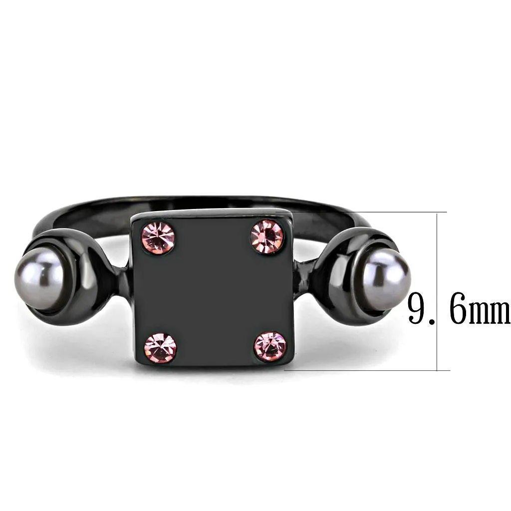 Gun Stainless Steel Ring Synthetic Gray TK3513 for Women Style Light