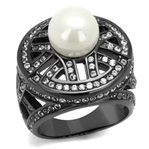 Gun Stainless Steel Ring Synthetic White TK2771 for Women Style Light