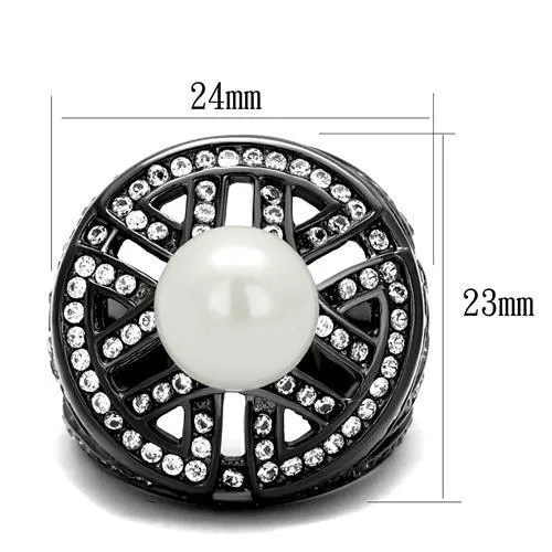 Gun Stainless Steel Ring Synthetic White TK2771 for Women Style Light