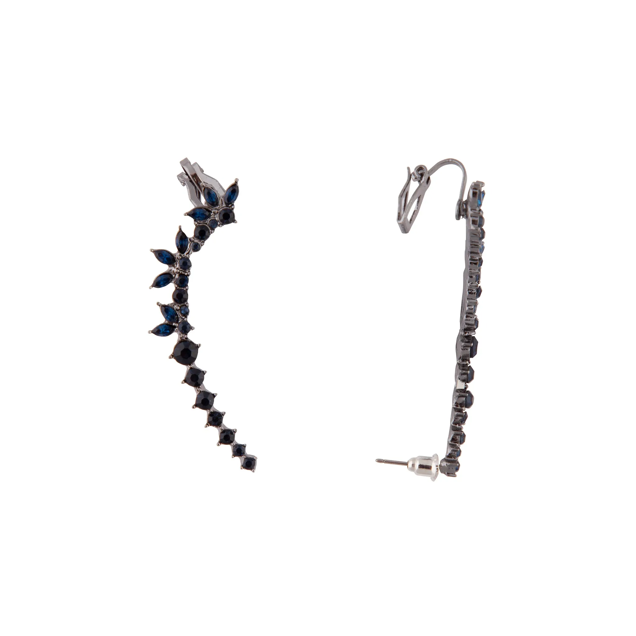 Gunmetal Double Diamante Cuff Earring