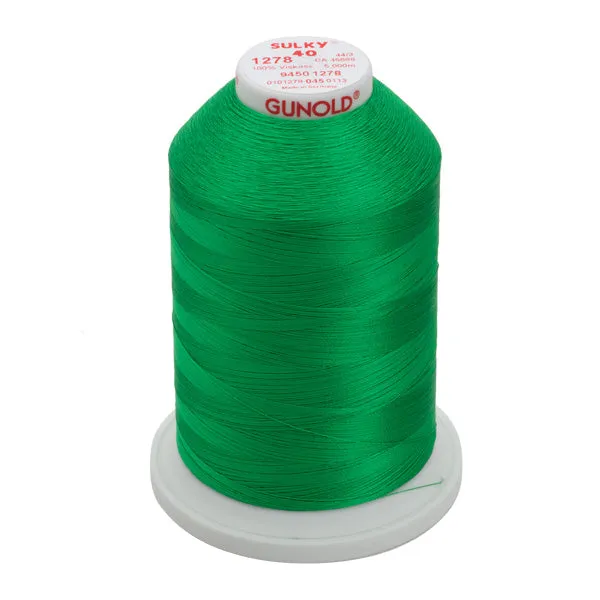 Gunold Rayon Embroidery Thread - Sulky 40 - 5000m - 1278 - Bright Green