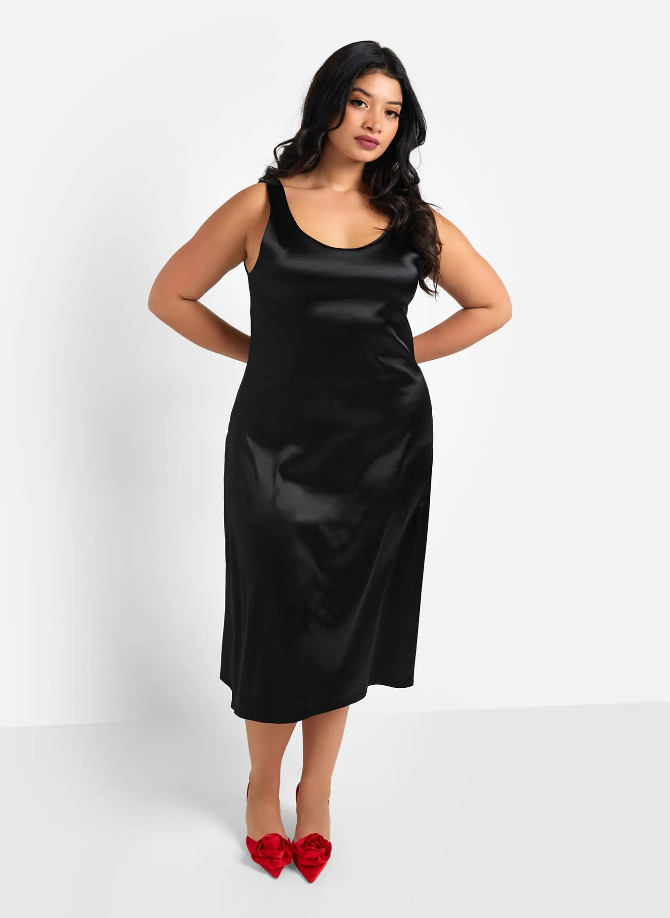 Gwen Satin Midi Slip Dress