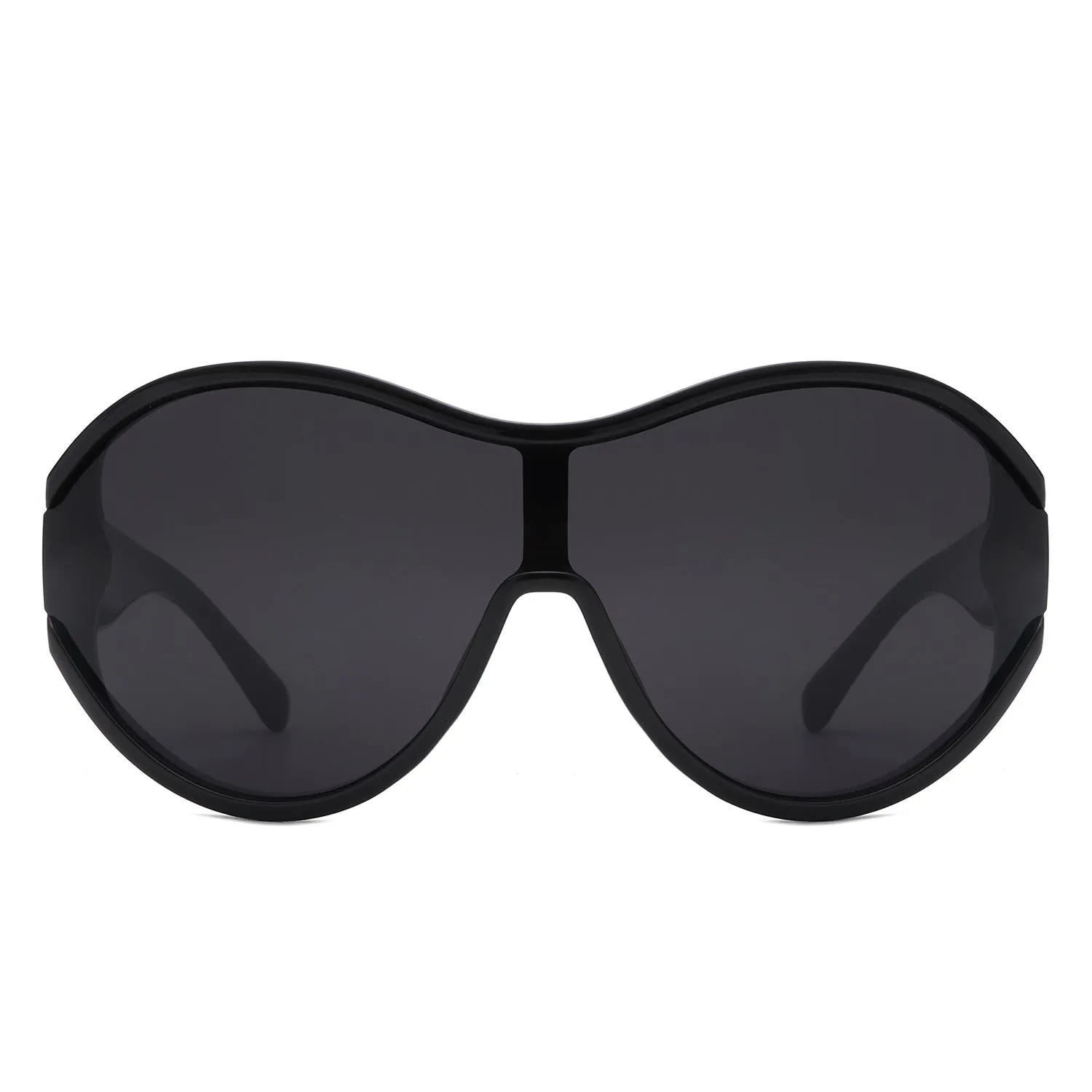 Gwyneth - Retro Oversized Oval Curved Round Sunglasses