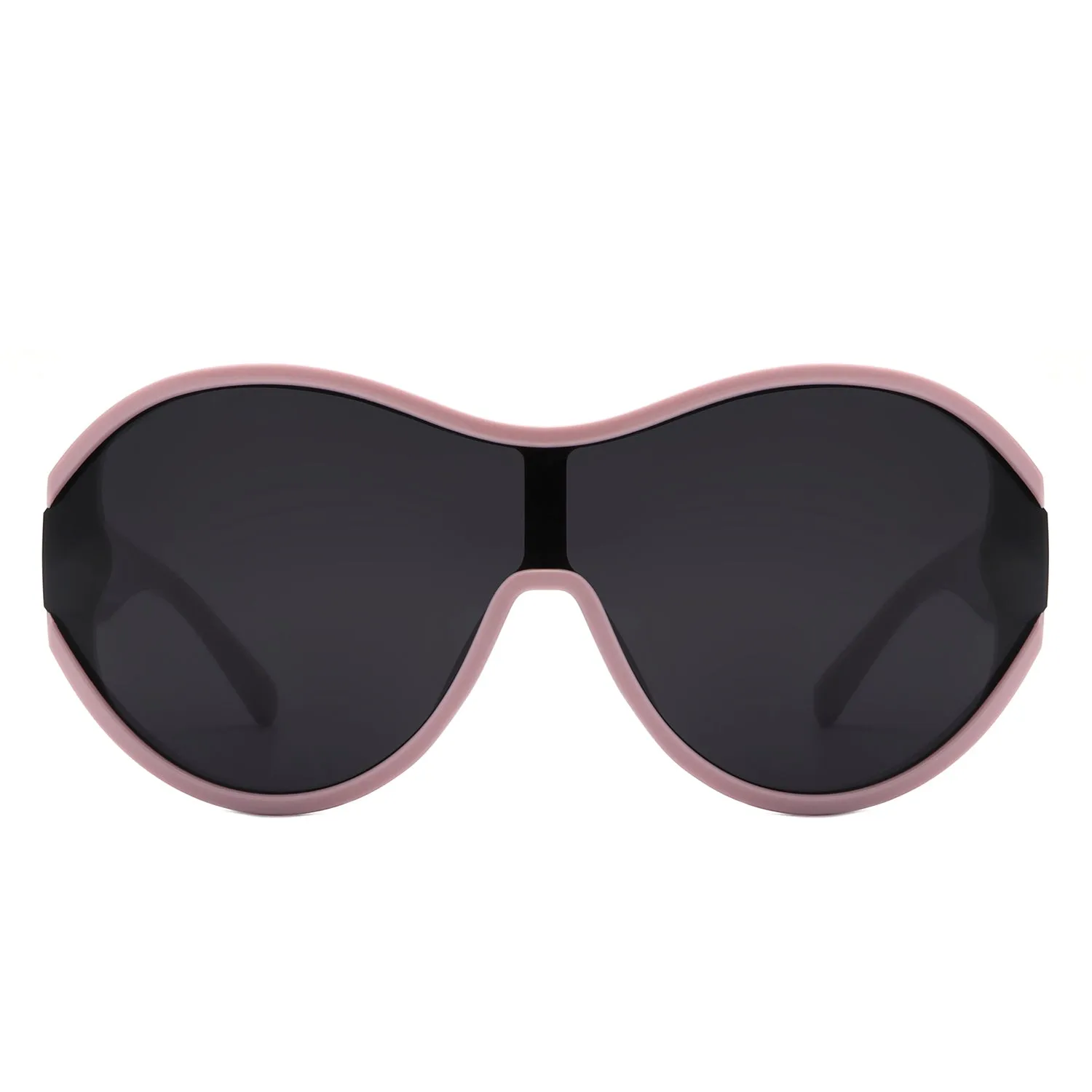 Gwyneth - Retro Oversized Oval Curved Round Sunglasses