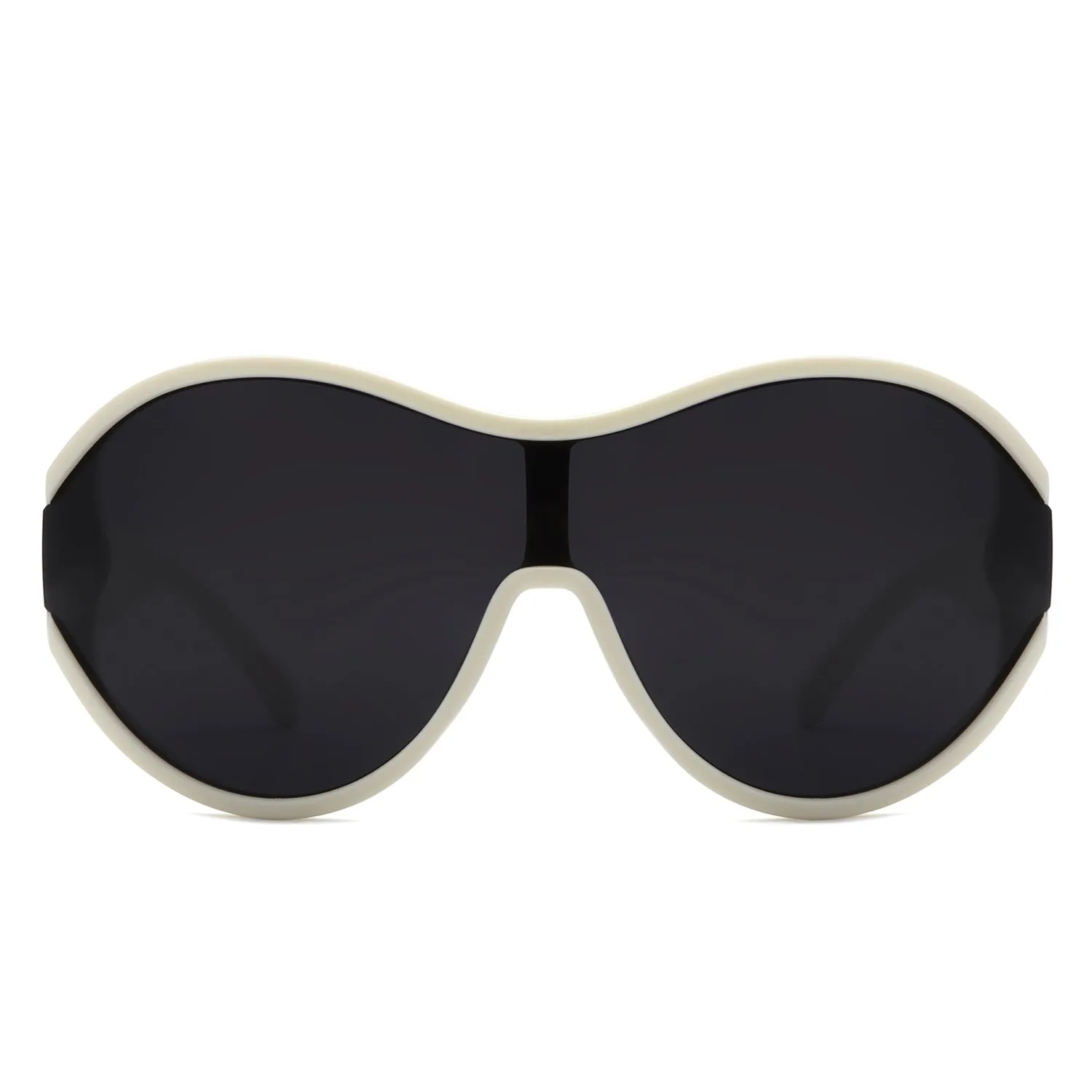 Gwyneth - Retro Oversized Oval Curved Round Sunglasses