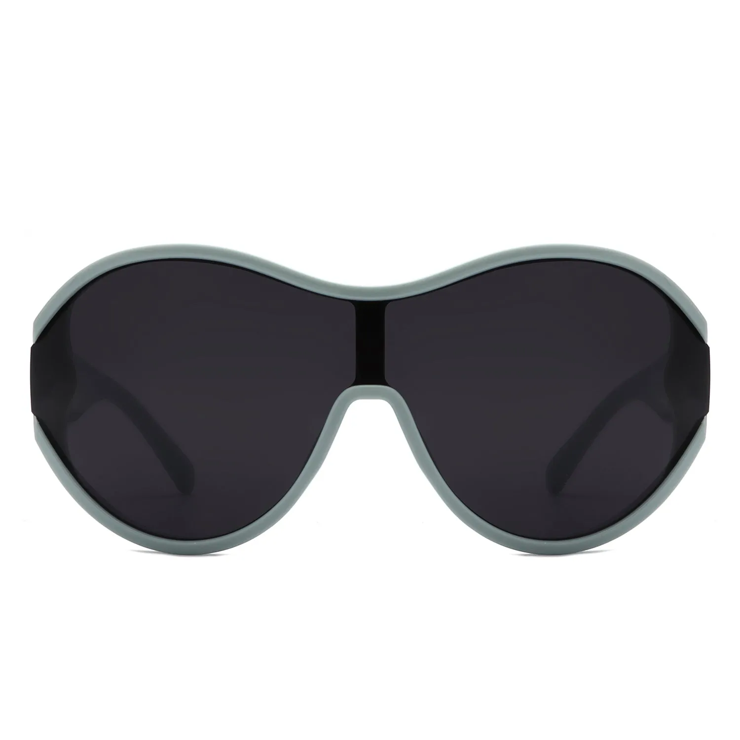 Gwyneth - Retro Oversized Oval Curved Round Sunglasses