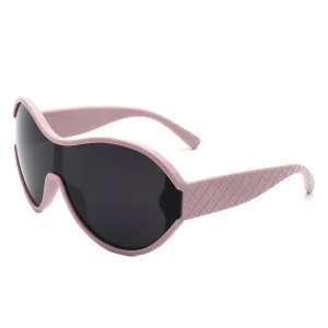 Gwyneth - Retro Oversized Oval Curved Round Sunglasses