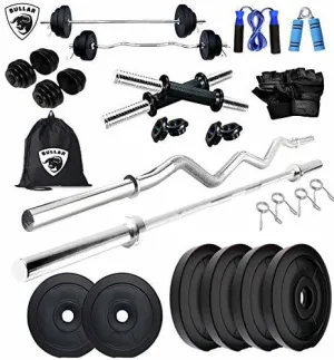 Gym Equipments  | Home Gym Combo  | Home Gym Set With 3Feet Curl  | 3Feet Straight Rods And Accessories (14KG)