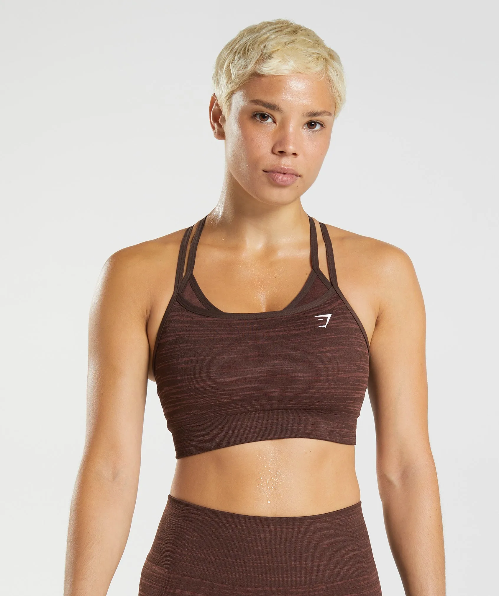 Gymshark Adapt Marl Seamless Sports Bra - Archive Brown/Cherry Brown